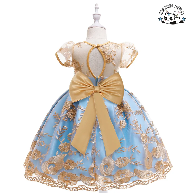 LEZONKIDS - New  2023 latest designs hot sale lace birthday flower party children wedding princess little kids clothing girls dresses